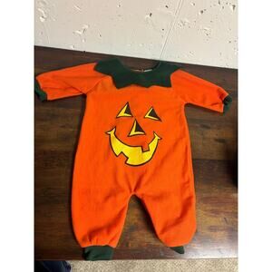 Vintage Terry Baby Pumpkin Halloween Outfit – Size 0-3 Months